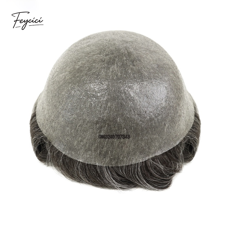 Feycici 8x10 inch super thin skin hair system for men with natural hair, V loop toupee in a free style, lightweight and natural appearance.
