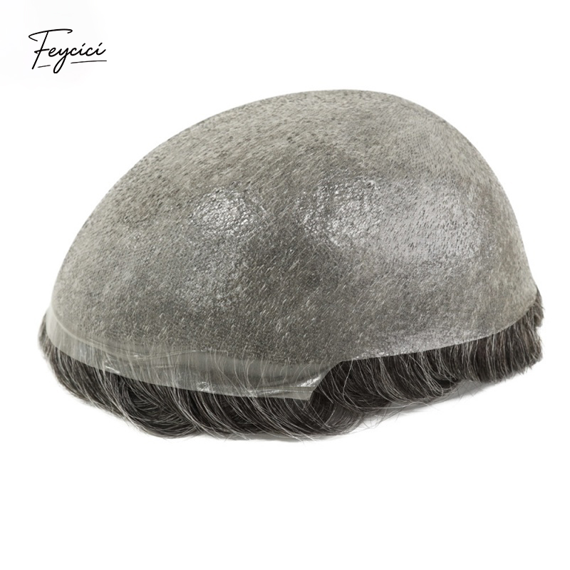 Feycici 8x10 inch super thin skin hair system for men with natural hair and V loop toupee, free style, lightweight and realistic.