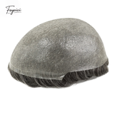 Feycici 8x10 inch super thin skin hair system for men featuring natural hair, V loop toupee, and free style design.