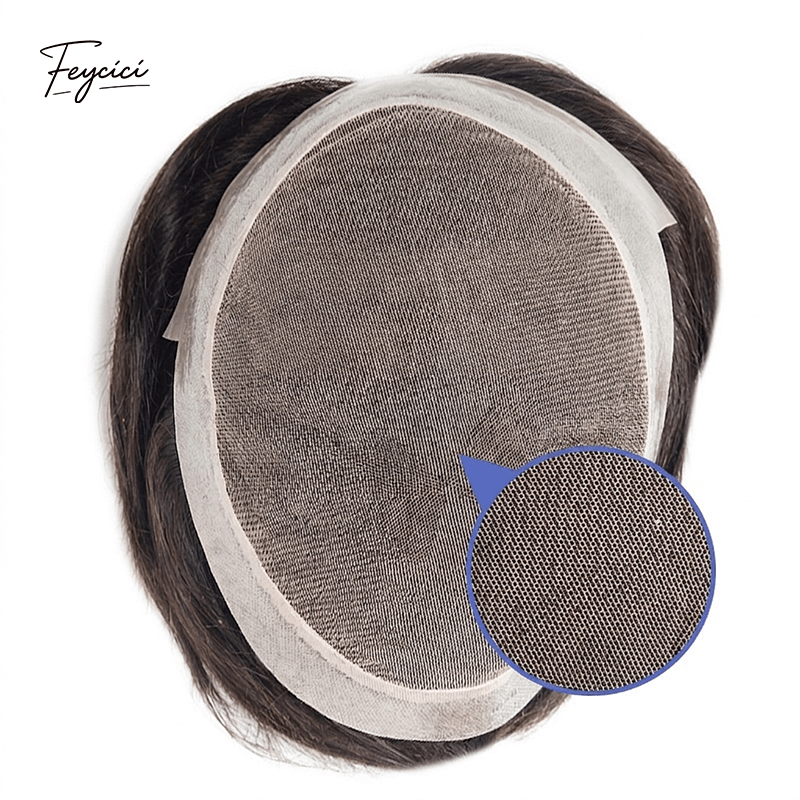AUS Series - Breathable Full Lace Center with PU Perimeter Men's Human Hair Toupee