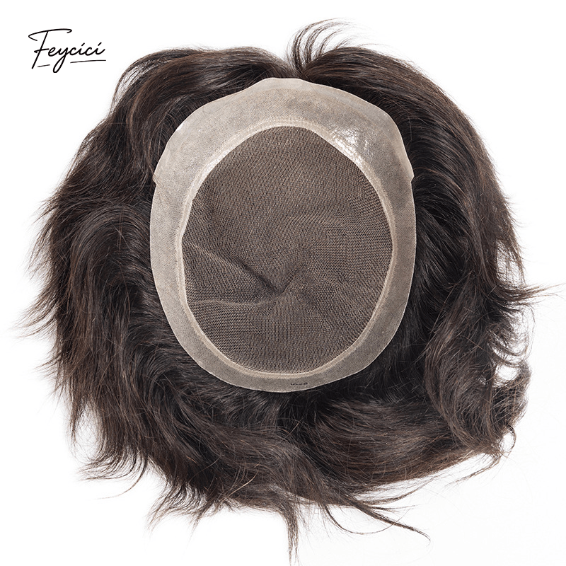AUS Series - Breathable Full Lace Center with PU Perimeter Men's Human Hair Toupee