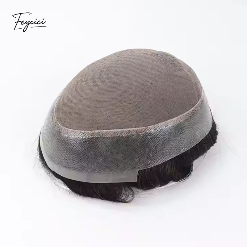 Feycici AUS Series men's hair system with durable French lace and skin perimeter for natural look and comfortable wear.