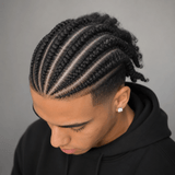 Braided Toupee for Men - Hand-Tied Human Hair Cornrow Afro Kinky Curly Hairpiece