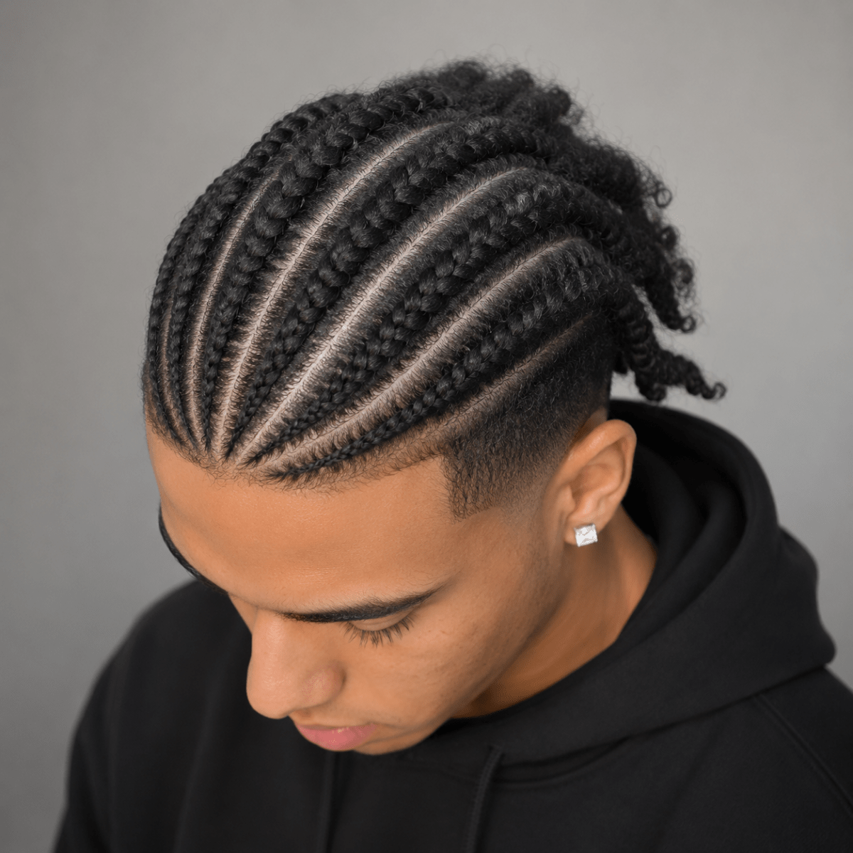 Braided Toupee for Men - Hand-Tied Human Hair Cornrow Afro Kinky Curly Hairpiece