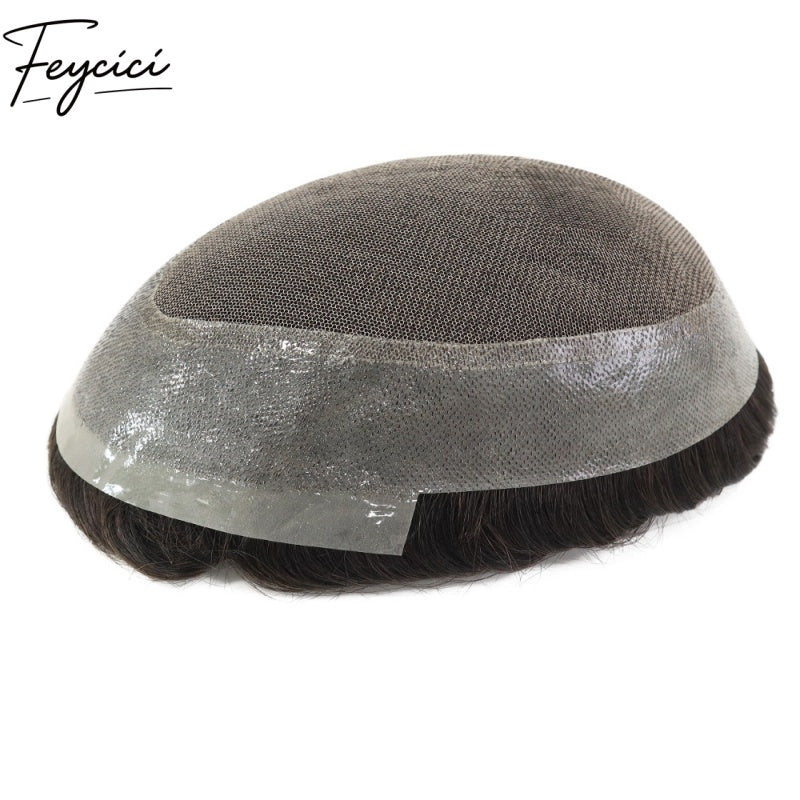 Breathable Lace With PU Hair System for Men –Natural Hair Piece -Best for Daily Business Wear12