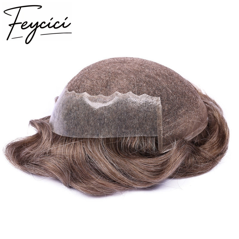 Breathable Lace With PU Hair System for Men –Natural Hair Piece for Sensitive Scalp11