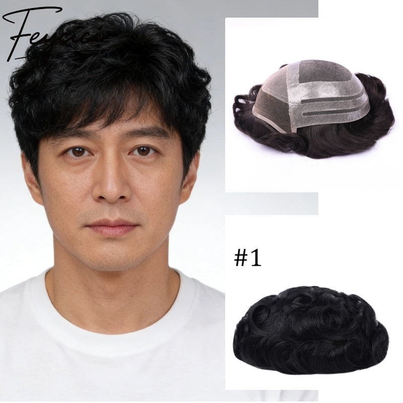 Comfortable Lace Top With PU Hair System for Men –Natural Hair Full Hand Tied 130% Density