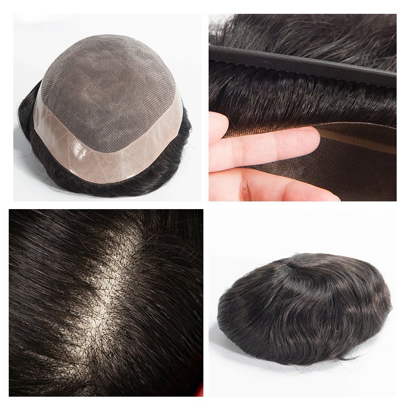 D7-3 Series - Durable Fine Mono Center with NPU Perimeter Men's Human Hair Toupee