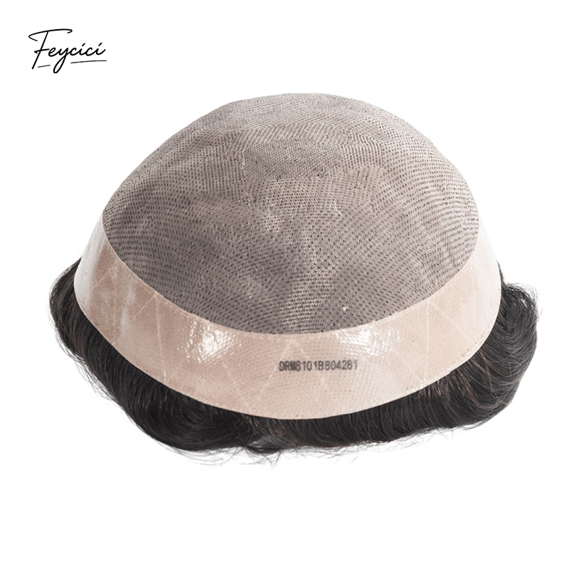 D7-3 Series - Durable Fine Mono Center with NPU Perimeter Men's Human Hair Toupee