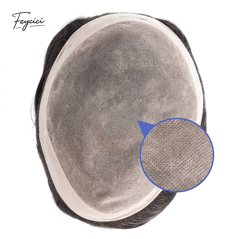 D7-3 Series - Durable Fine Mono Center with NPU Perimeter Men's Human Hair Toupee