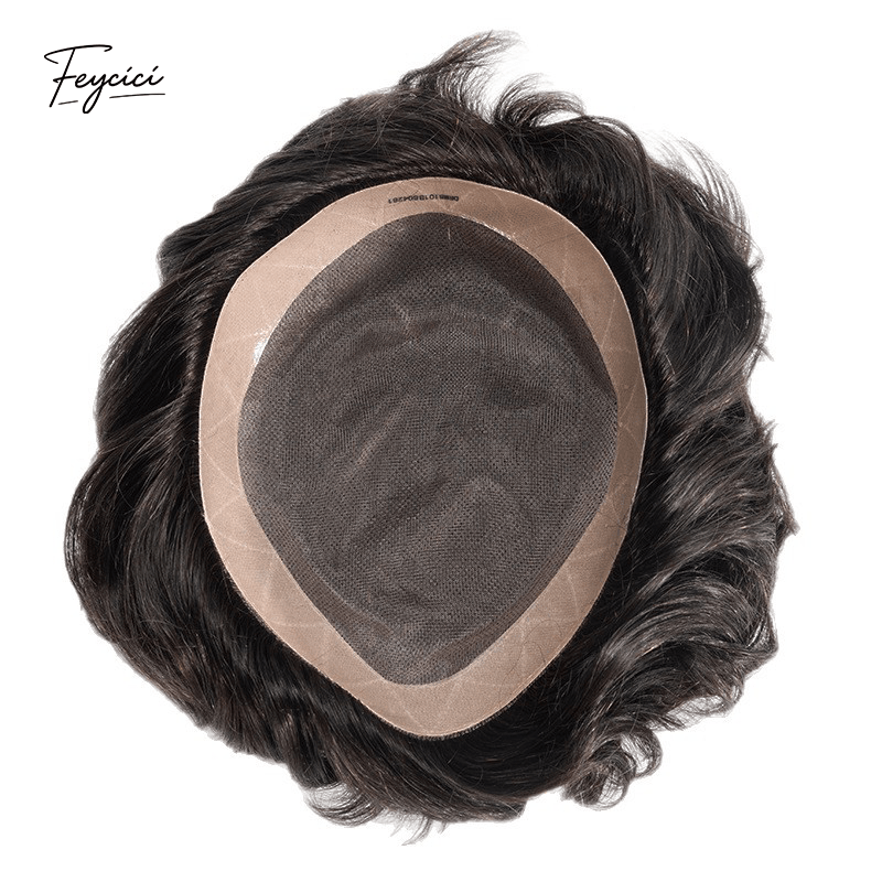 D7-3 Series - Durable Fine Mono Center with NPU Perimeter Men's Human Hair Toupee