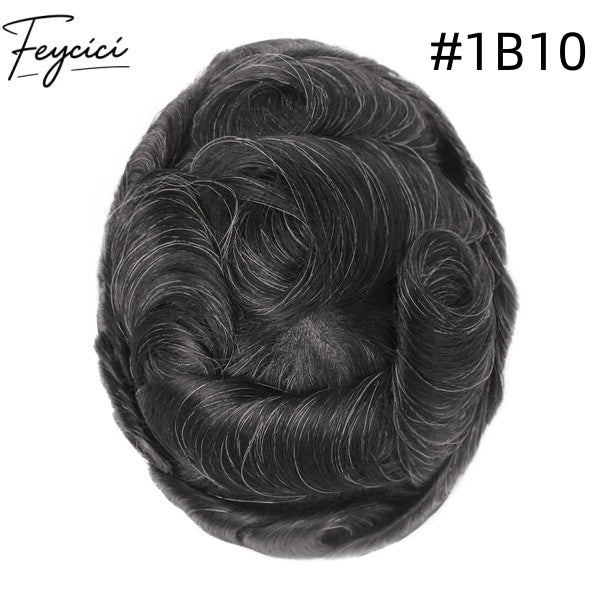 Feycici-Durable Mono Top With Pu Hair System for Men-Natural Hair Piece-130% Density2