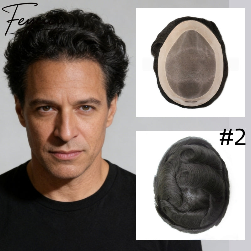 Feycici-Durable Mono Top With Pu Hair System for Men-Natural Hair Piece-130% Density20