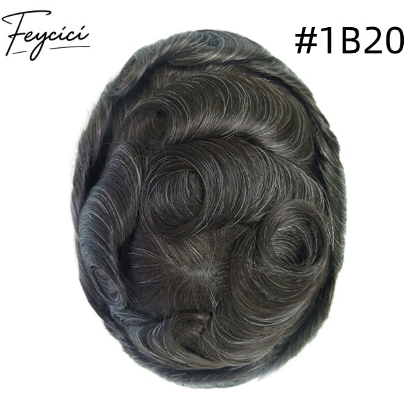 Feycici-Durable Mono Top With Pu Hair System for Men-Natural Hair Piece-130% Density3