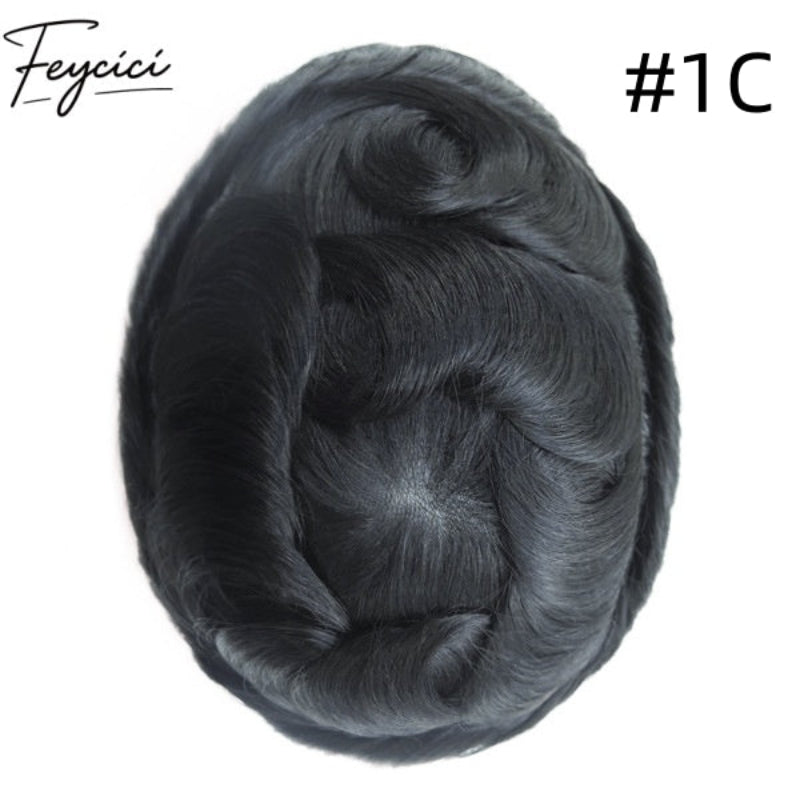 Feycici-Durable Mono Top With Pu Hair System for Men-Natural Hair Piece-130% Density6