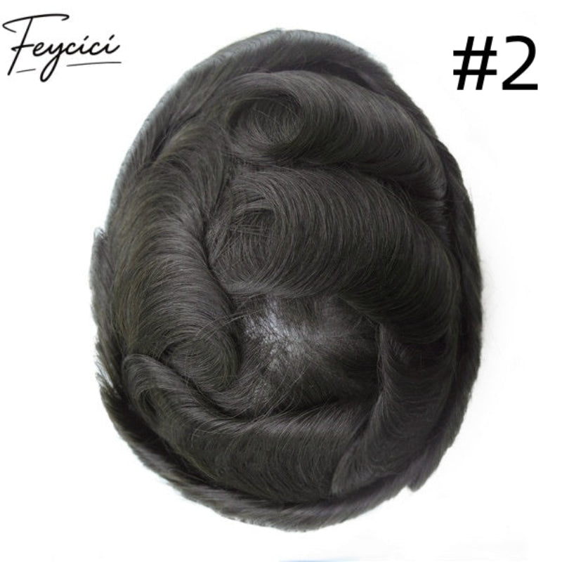 Feycici-Durable Mono Top With Pu Hair System for Men-Natural Hair Piece-130% Density7