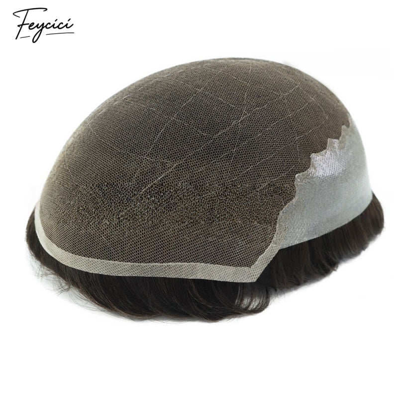 FeyciciLaceTopWithPUDurableInvisible8X10DarkSeriesMensToupee_5