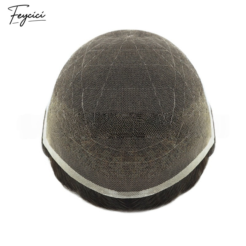 FeyciciLaceTopWithPUDurableInvisible8X10DarkSeriesMensToupee_6