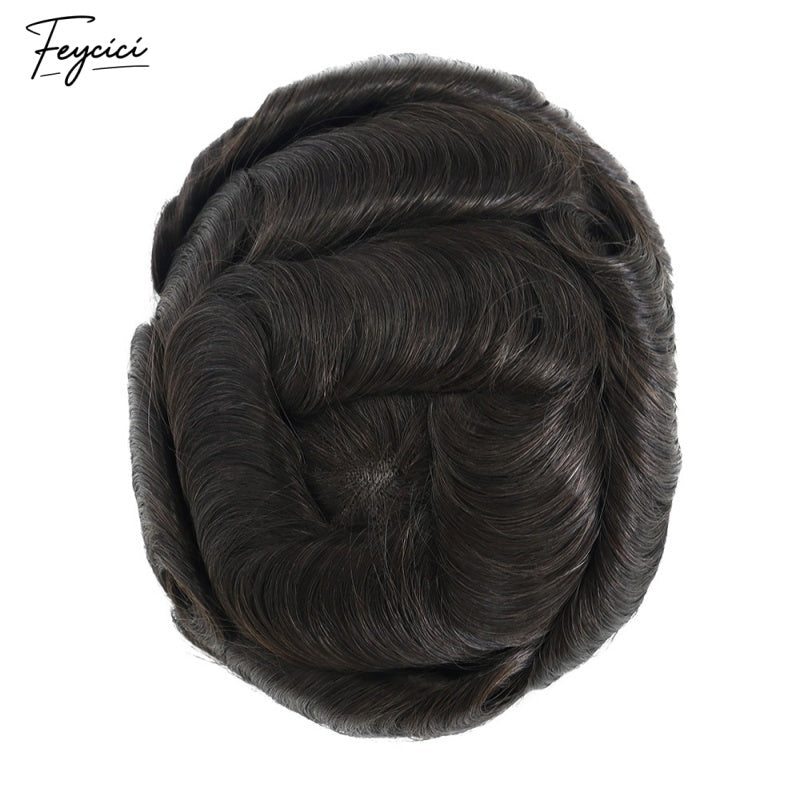 FeyciciLaceTopWithPUDurableInvisibleDarkestBrownMensToupee_2