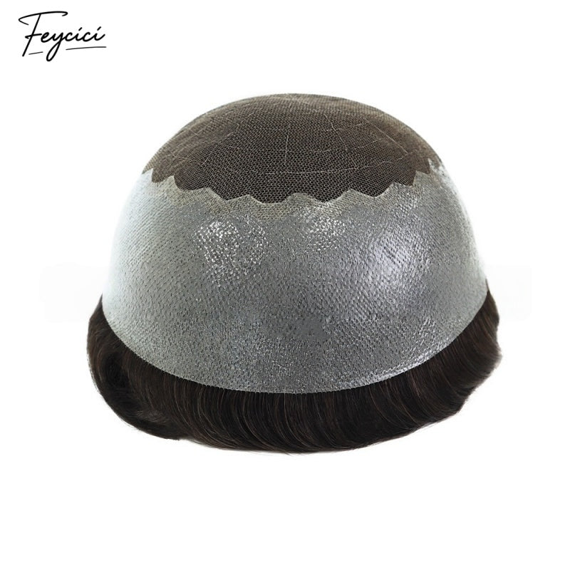 FeyciciLaceTopWithPUDurableInvisibleDarkestBrownMensToupee_6