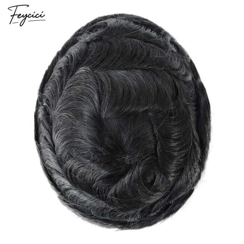 FeyciciLaceTopWithPuDurableInvisibleMutipleSizeNaturalBlackMensToupee_2