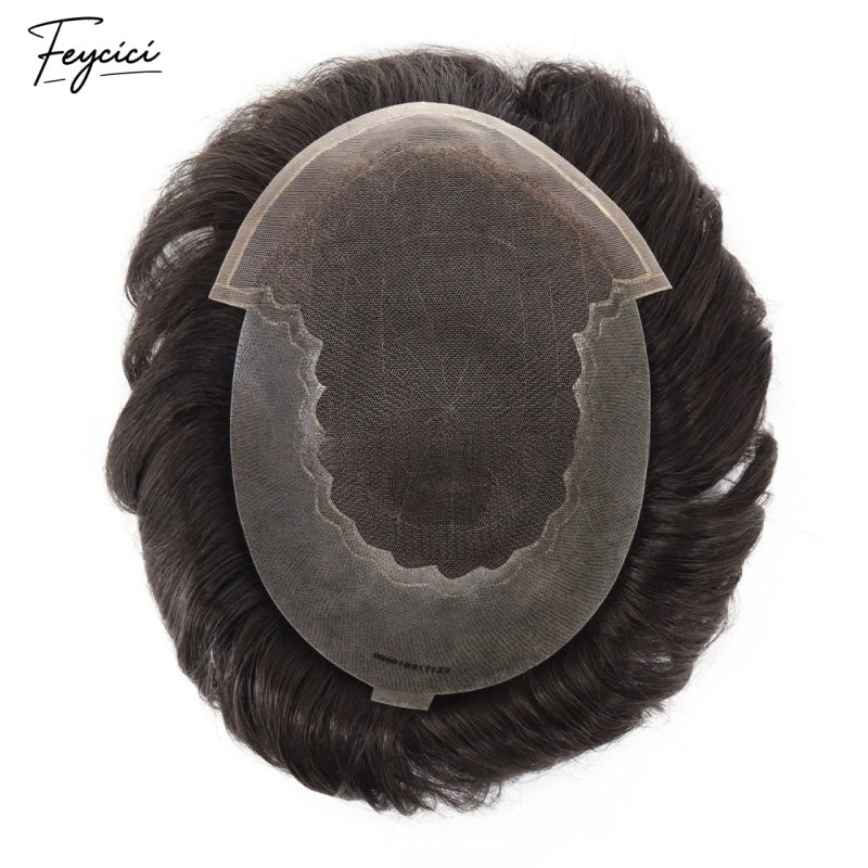 FeyciciLaceTopWithPuDurableInvisibleMutipleSizeNaturalBlackMensToupee_3