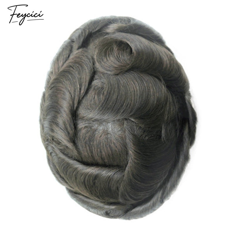 FeyciciMonoTopWithPUDurableInvisible8X10DarkBrownMensToupee_6