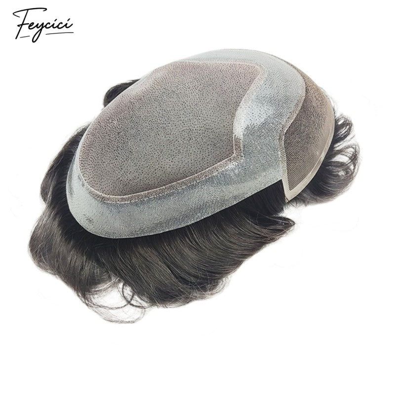 FeyciciMonoTopWithPULaceDurableInvisibleHairLineBrownBlackMensToupee_3