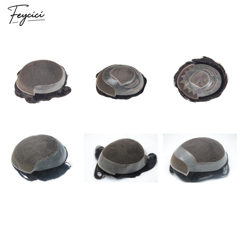 FeyciciMonoTopWithPULaceDurableInvisibleHairLineBrownBlackMensToupee_5