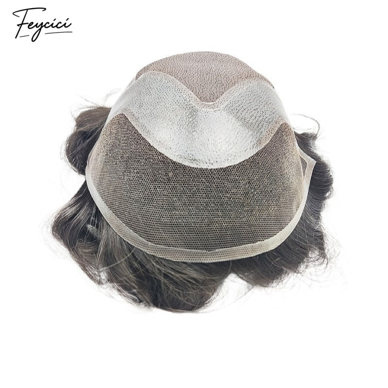 FeyciciMonoTopWithPULaceDurableInvisibleHairLineBrownBlackMensToupee_6