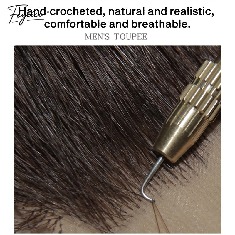 FeyciciMonoTopWithPULaceDurableInvisibleHairLineBrownBlackMensToupee_7