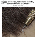 FeyciciMonoTopWithPULaceDurableInvisibleHairLineBrownBlackMensToupee_7