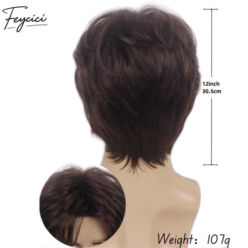 Feycici Brown Men's Hairpiece| Fiber Hair| Adjustable Rose Mesh Lace Base4