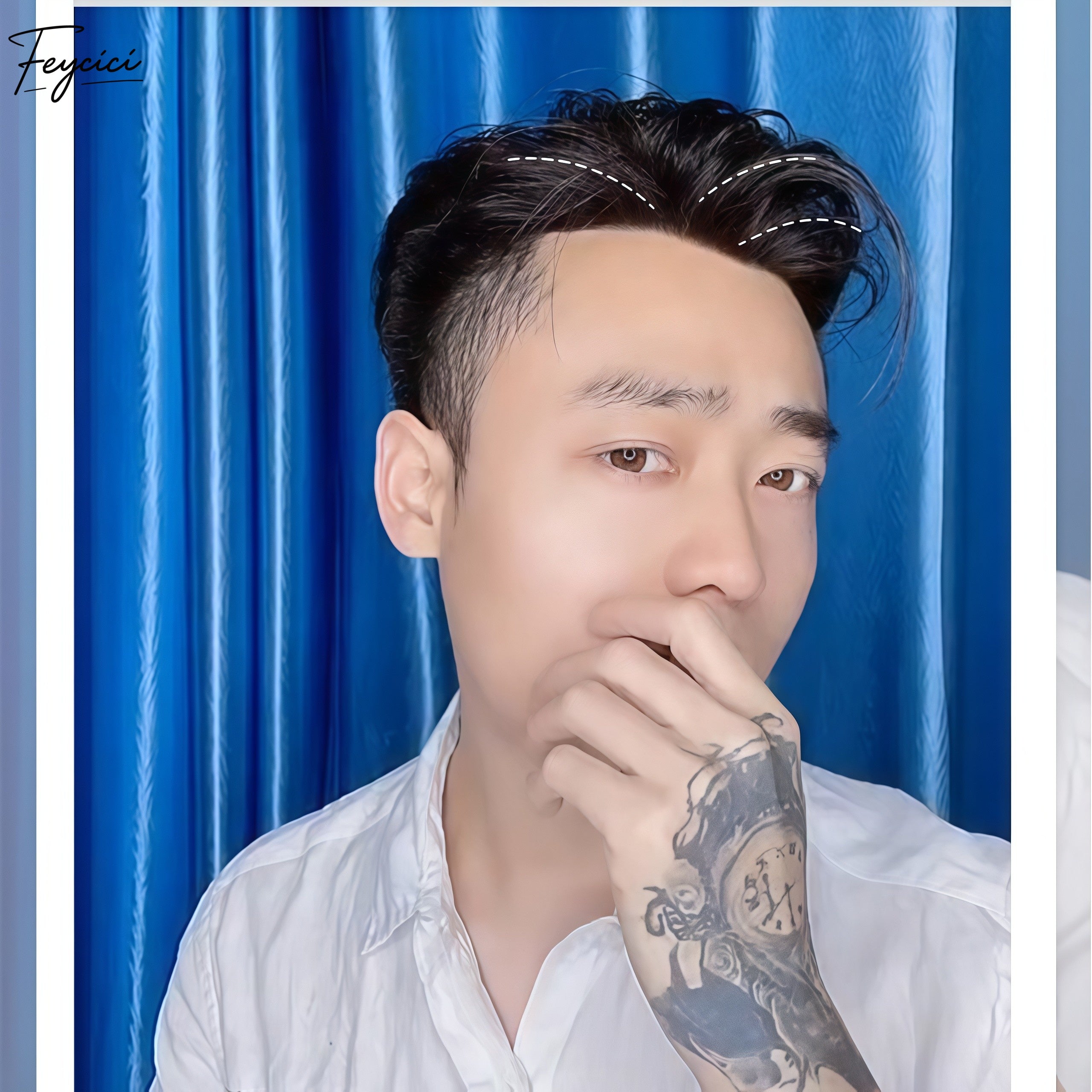 Feycici Frontal Men's Hairpiece | 100% Remy Hair Fiber | Breathable Thin Lace Base14