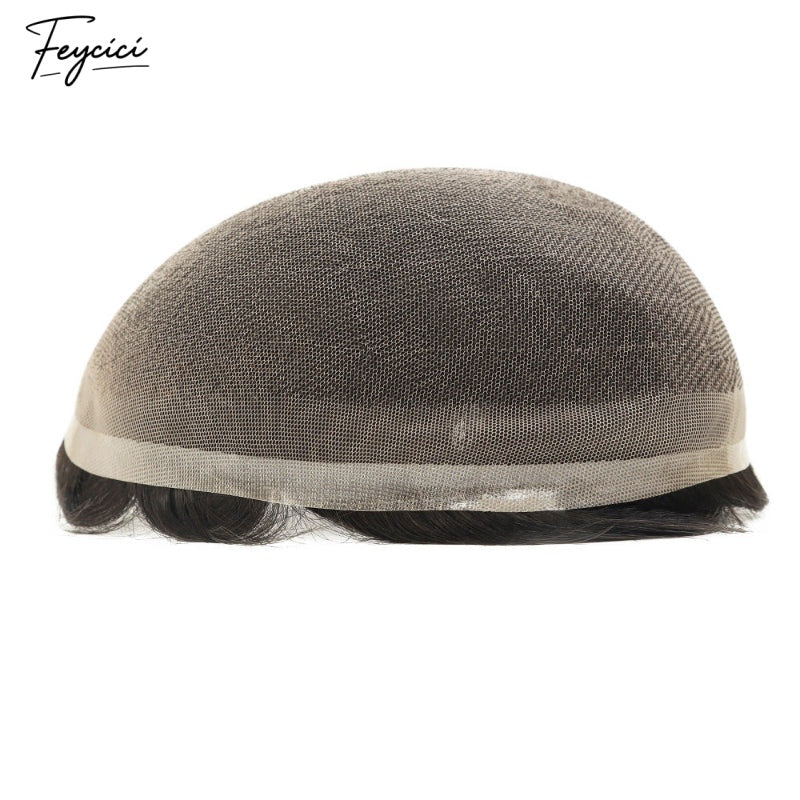 Feycici Full Lace Durable Invisible Mutiple Size Natural Black Mens Toupee20