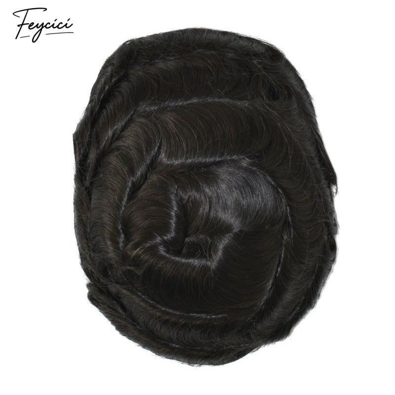 Feycici Full Lace Durable Invisible Mutiple Size Natural Black Mens Toupee21