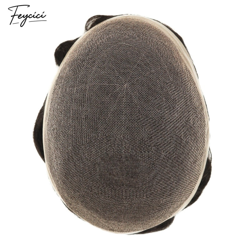 Feycici Full Lace Durable Invisible Mutiple Size Natural Black Mens Toupee22
