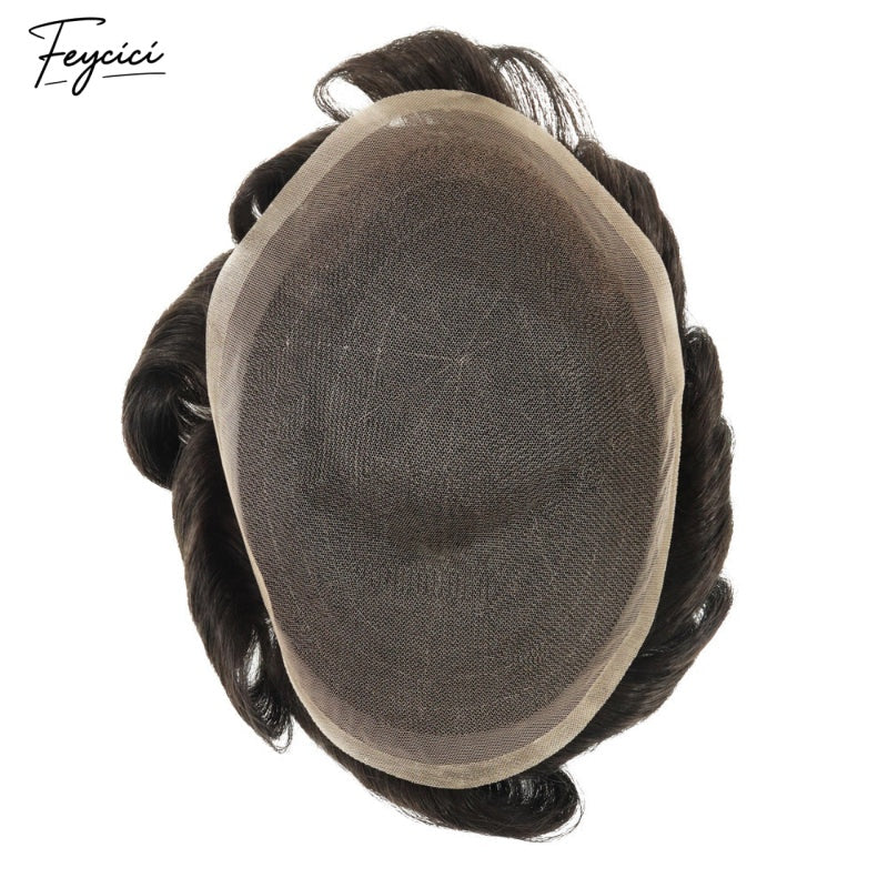 Feycici Full Lace Durable Invisible Mutiple Size Natural Black Mens Toupee23