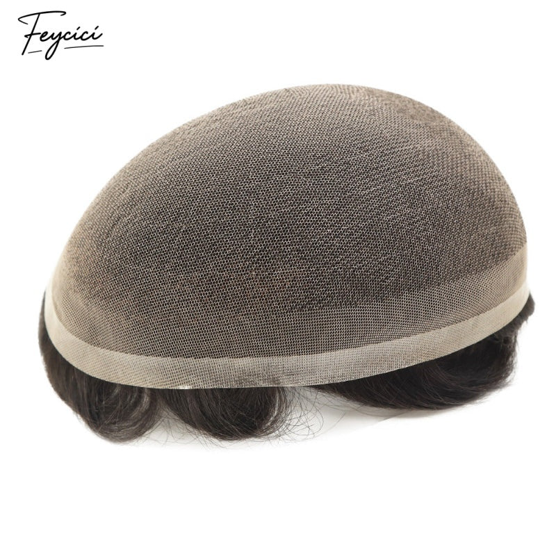 Feycici Full Lace Durable Invisible Mutiple Size Natural Black Mens Toupee24
