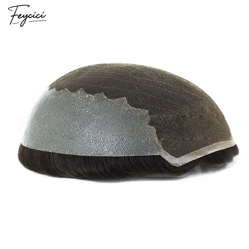 Feycici Lace Top With PU Durable Invisible 8X10" Warm Brown Blonde Mens Toupee22