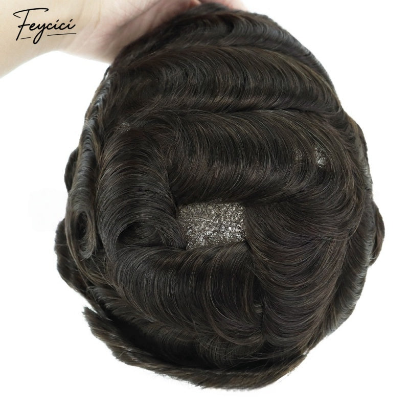 Feycici Lace Top With PU Durable Invisible 8X10" Warm Brown Blonde Mens Toupee22
