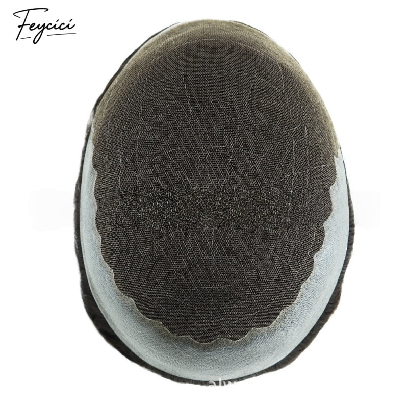Feycici Lace Top With PU Durable Invisible 8X10" Warm Brown Blonde Mens Toupee23