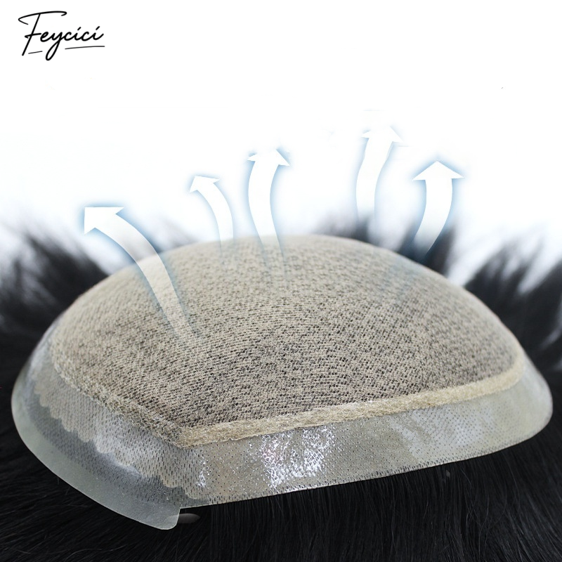 Feycici Lace Top With PU Durable Invisible Mutiple Size Black Mens Toupee20