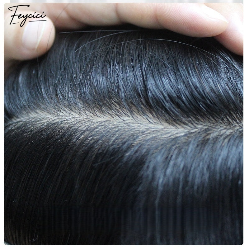 Feycici Lace Top With PU Durable Invisible Mutiple Size Black Mens Toupee22