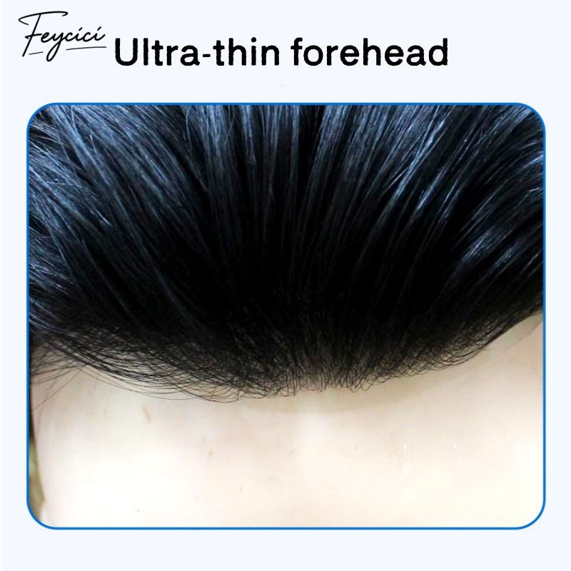 Feycici Lace Top With PU Durable Invisible Mutiple Size Black Mens Toupee24