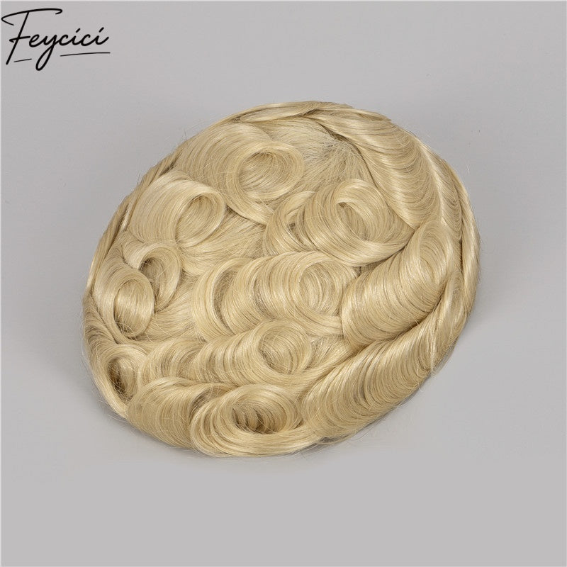 Feycici Light Brown Men's Hairpiece| Real Man Hair| Breathable Invisible Thin Skin Base1