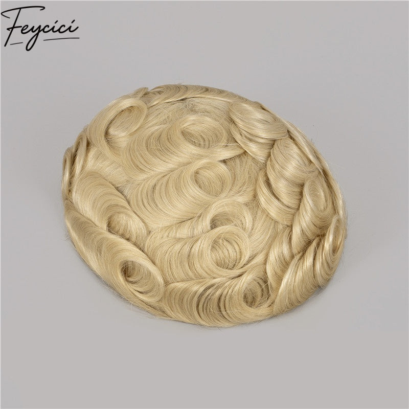 Feycici Light Brown Men's Hairpiece| Real Man Hair| Breathable Invisible Thin Skin Base2