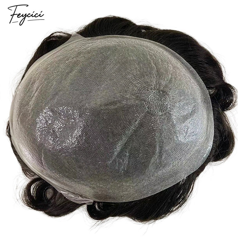 Feycici MONO PU Durable Invisible 8" x 10" Brown Black Mens Toupee20