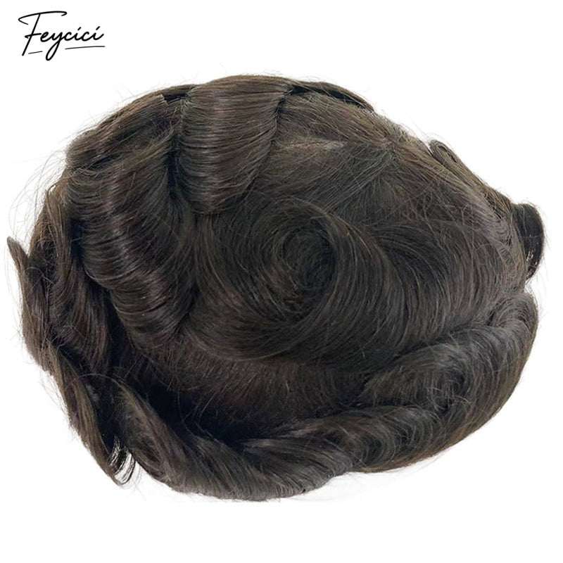 Feycici MONO PU Durable Invisible 8" x 10" Brown Black Mens Toupee21