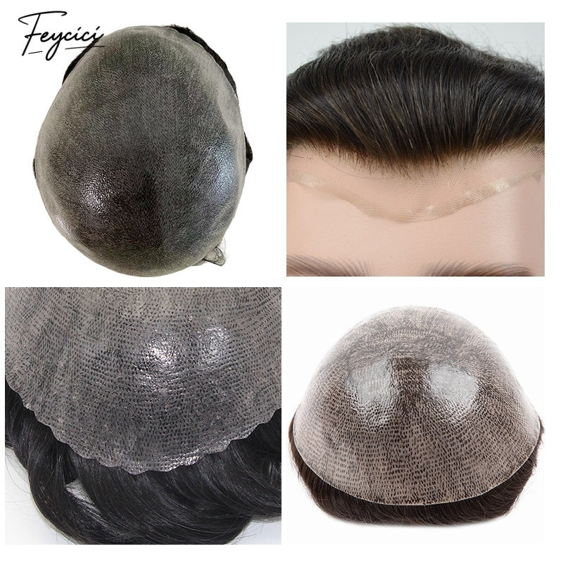 Feycici MONO PU Durable Invisible 8" x 10" Brown Black Mens Toupee22